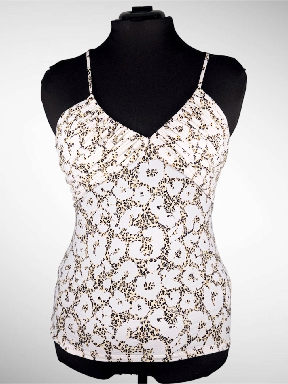 Women’s Roberto Cavalli Leopard Print Cross Strap Tank Size 46 (US 10)